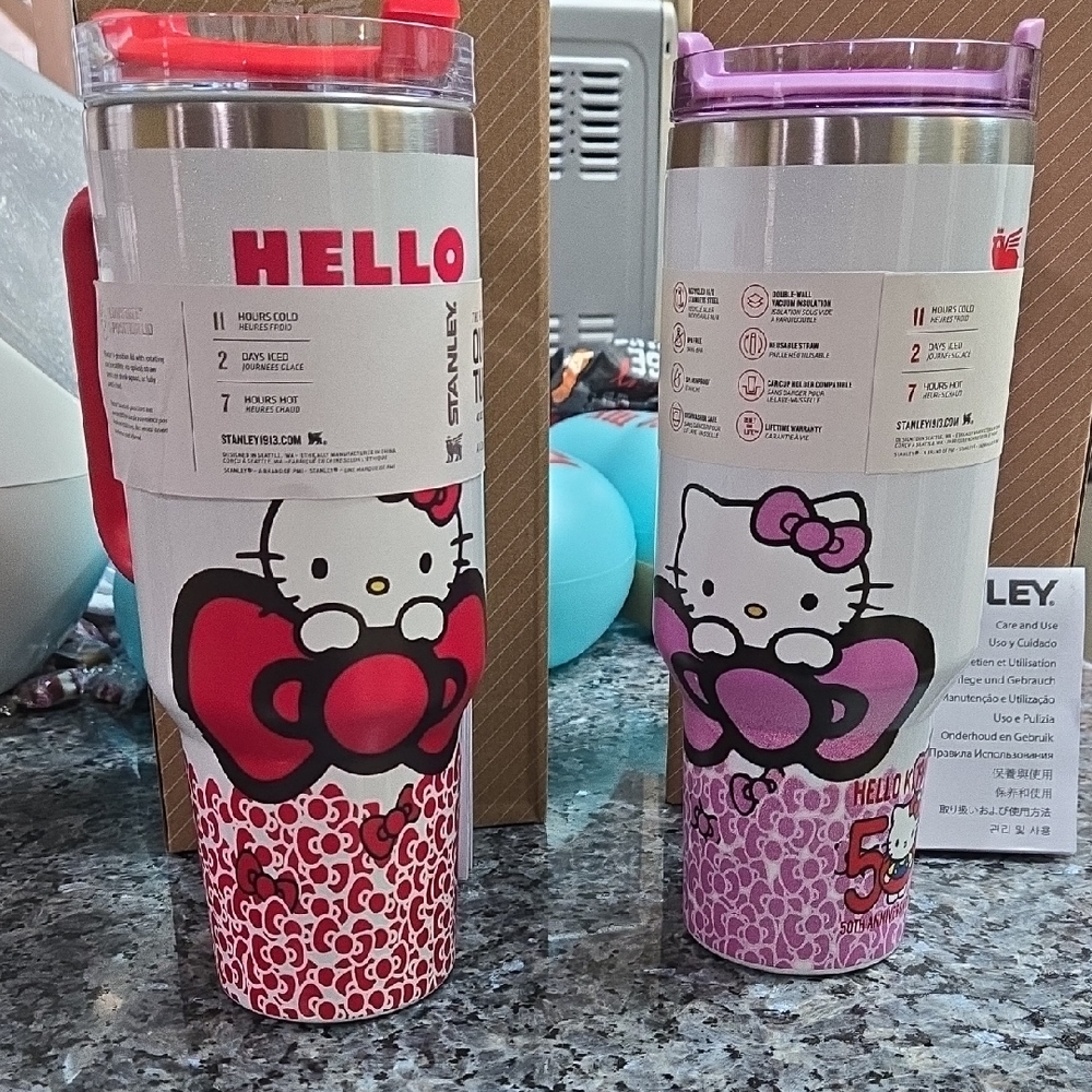 Stanley Red & Pink Hello Kitty Insulated Travel Tumblers, You Get A Set Of 2 Tum